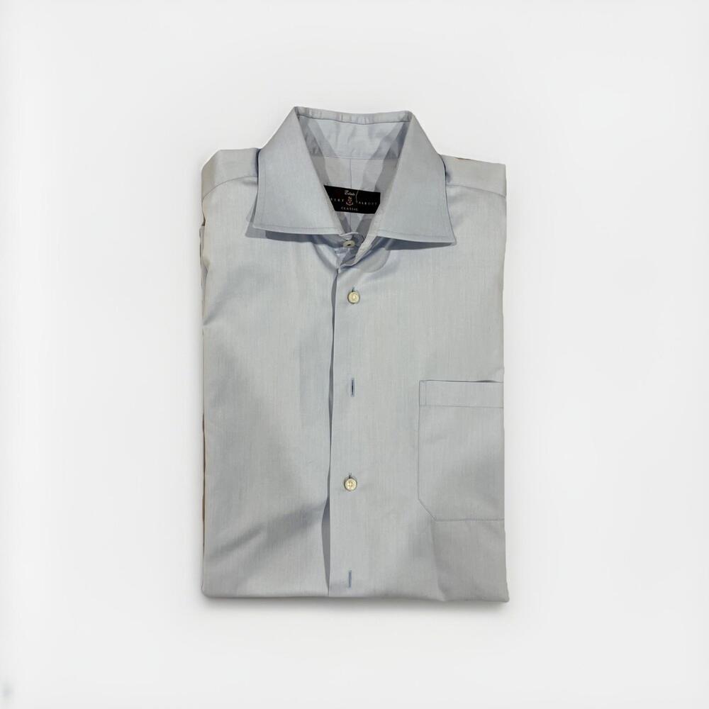 PRISTINE ROBERT TALBOTT ESTATE MENS DRESS SHIRT BLUE 16 LARGE MADE IN POLAND VGC